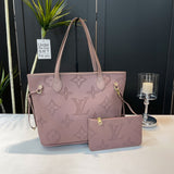 Luxury Designer Tote Bag with Monogram Pattern & Matching Pouch