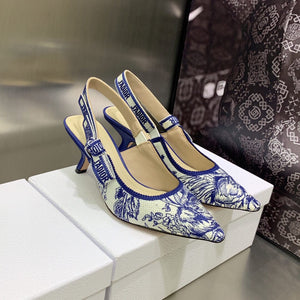 Elegant Designer Slingback Heels – Luxury Embroidered Style